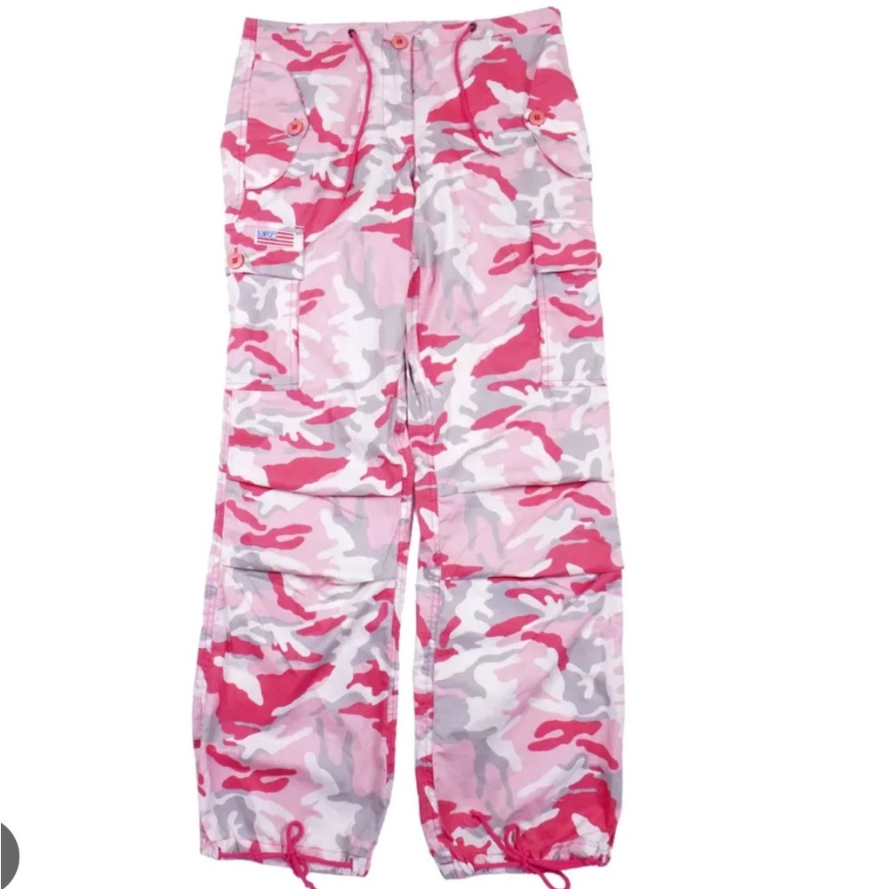 UFO Pink and White Relaxed Camo Cargo Pants